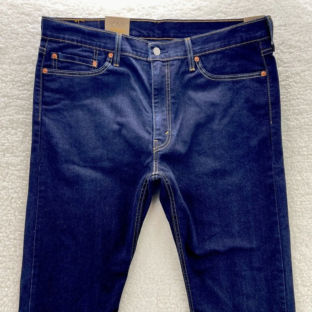 Levis Jeans Mens 36x30 Blue 513 Slim Straight Dark Wash Denim Grunge Preppy NEW